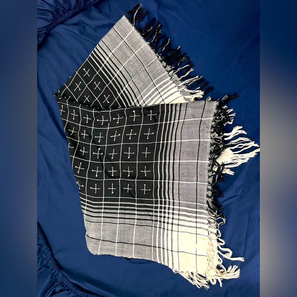 Black and White Square Scarf/Shawl